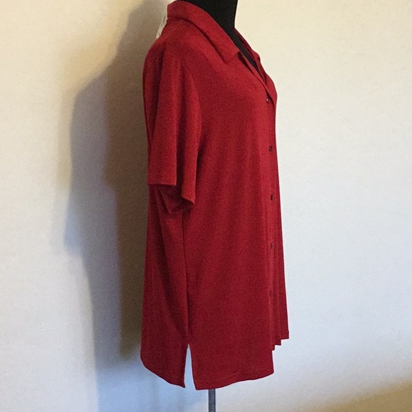 Red Short Sleeve Blouse - Picture 2 of 5